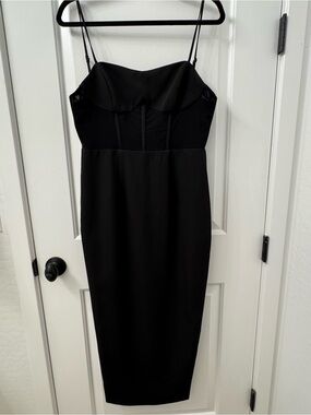 Bardot Classic Black Spaghetti Strap Midi pencil Dress - Women's